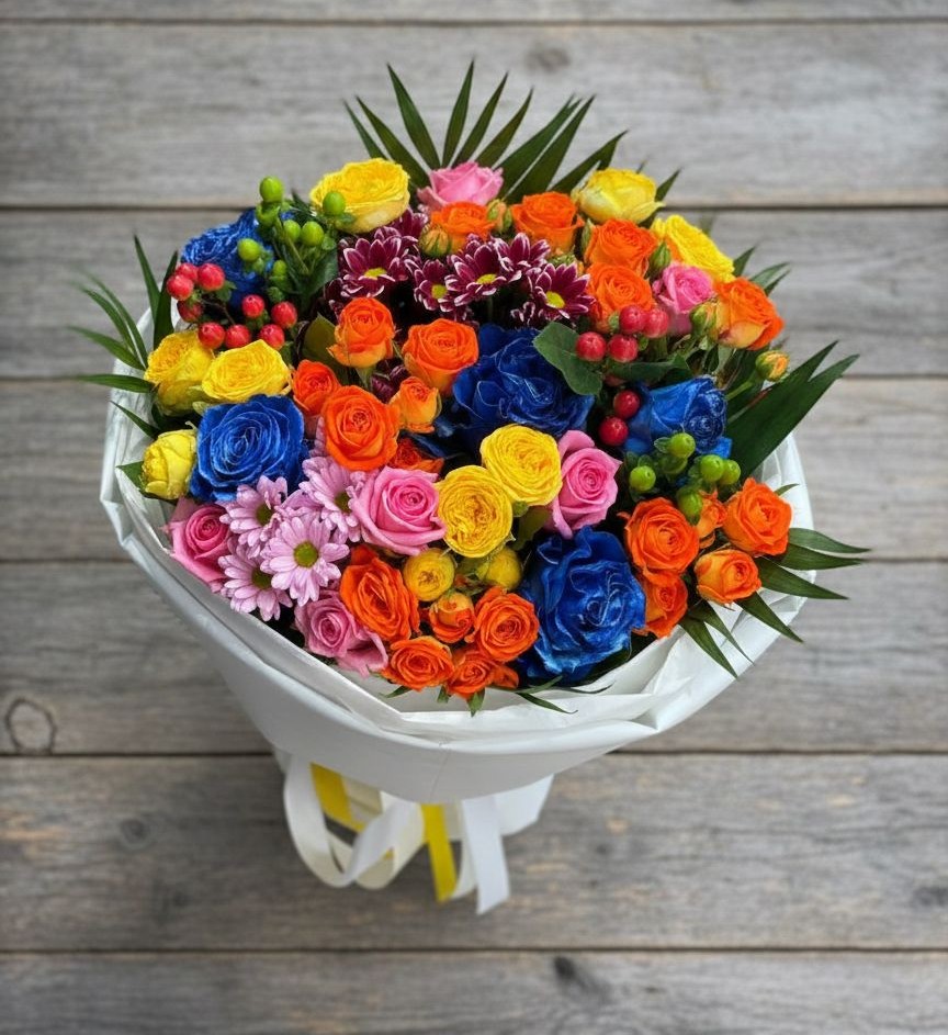 Букет цветов из: Розы и Хризантемы в Барабинске