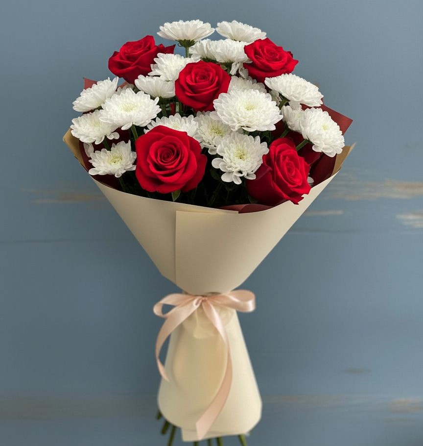 Букет цветов из: Розы и Хризантемы в Барабинске