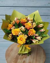 Букет цветов из:  Альстромерии и Розы #REPLACE_PRED# Барабинске