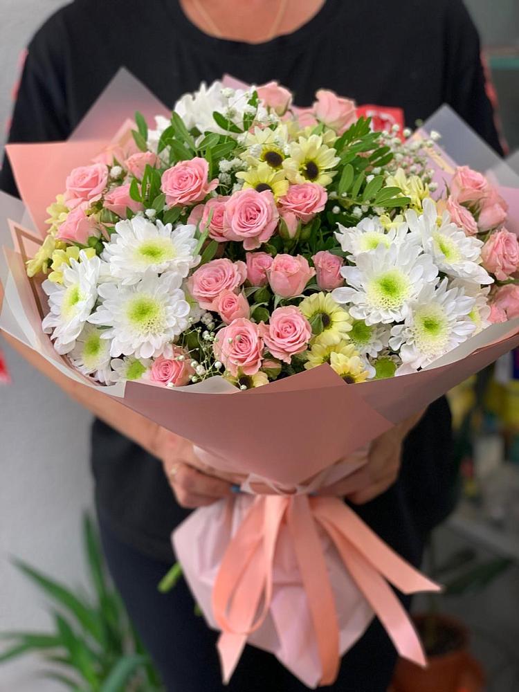 Букет цветов из: Розы и Хризантемы в Барабинске