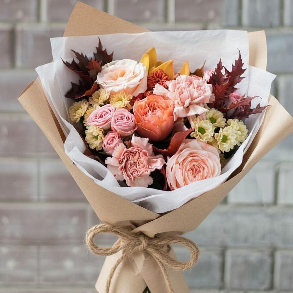 Букет цветов из: Гвоздики, Хризантемы и Розы в Барабинске