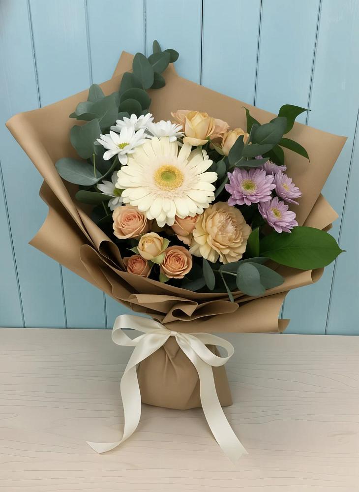 Букет цветов из: Герберы и Хризантемы в Барабинске
