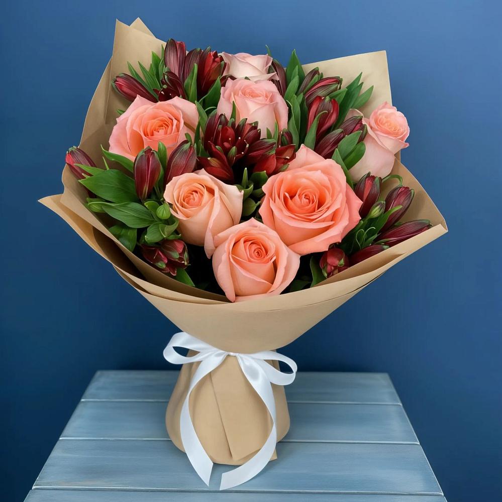 Букет цветов из: Розы и Альстромерии в Барабинске