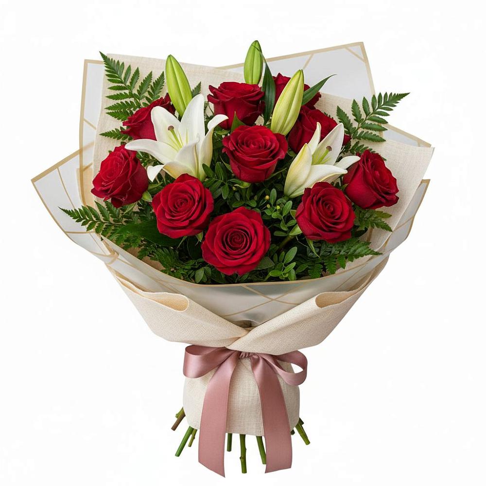 Букет цветов из: Лилии и Розы в Барабинске