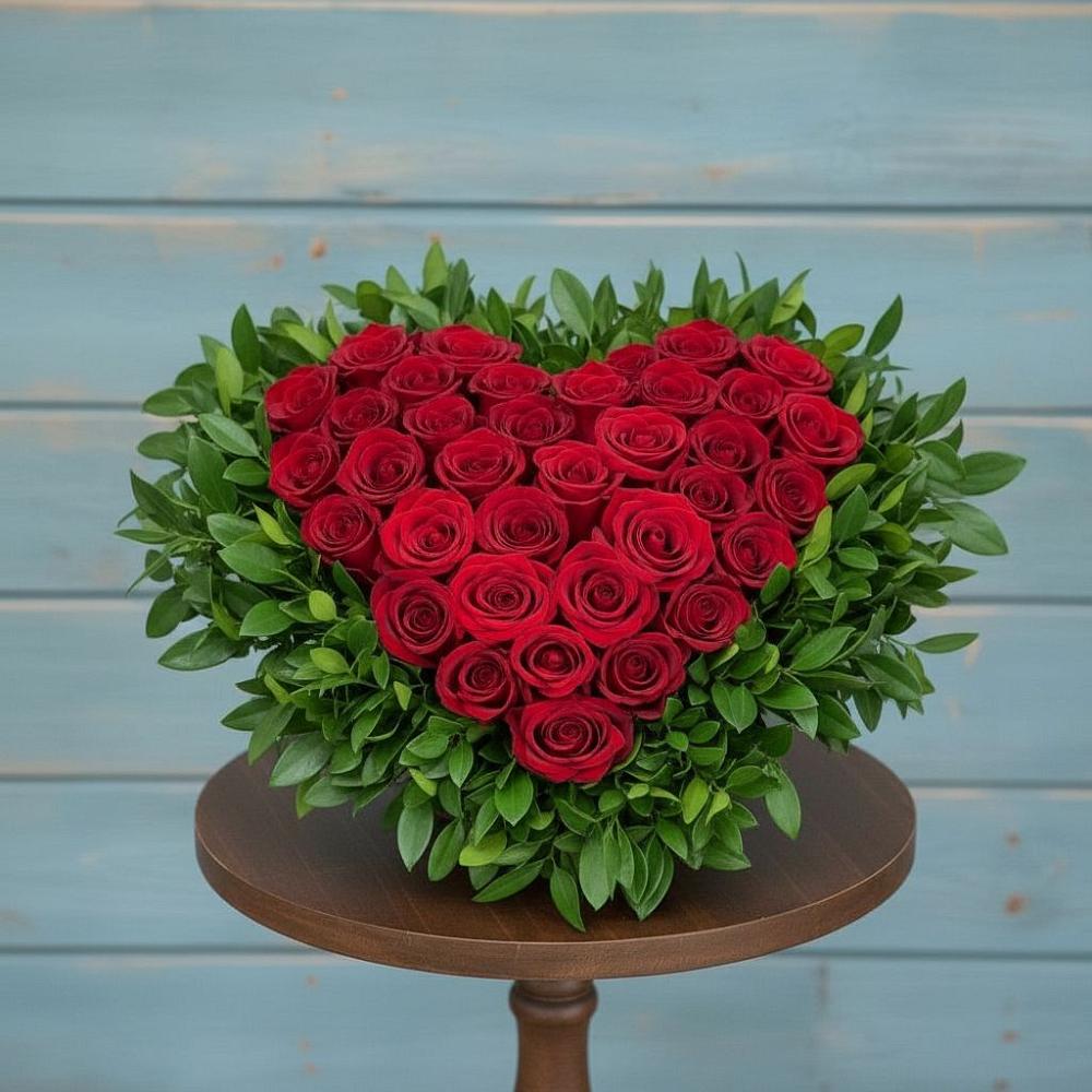 Цветочная композиция из Розы в виде сердца в Барабинске