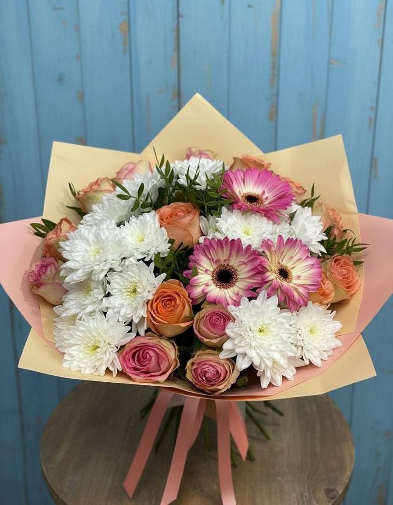 Букет цветов из: Розы, Герберы и Хризантемы в Барабинске