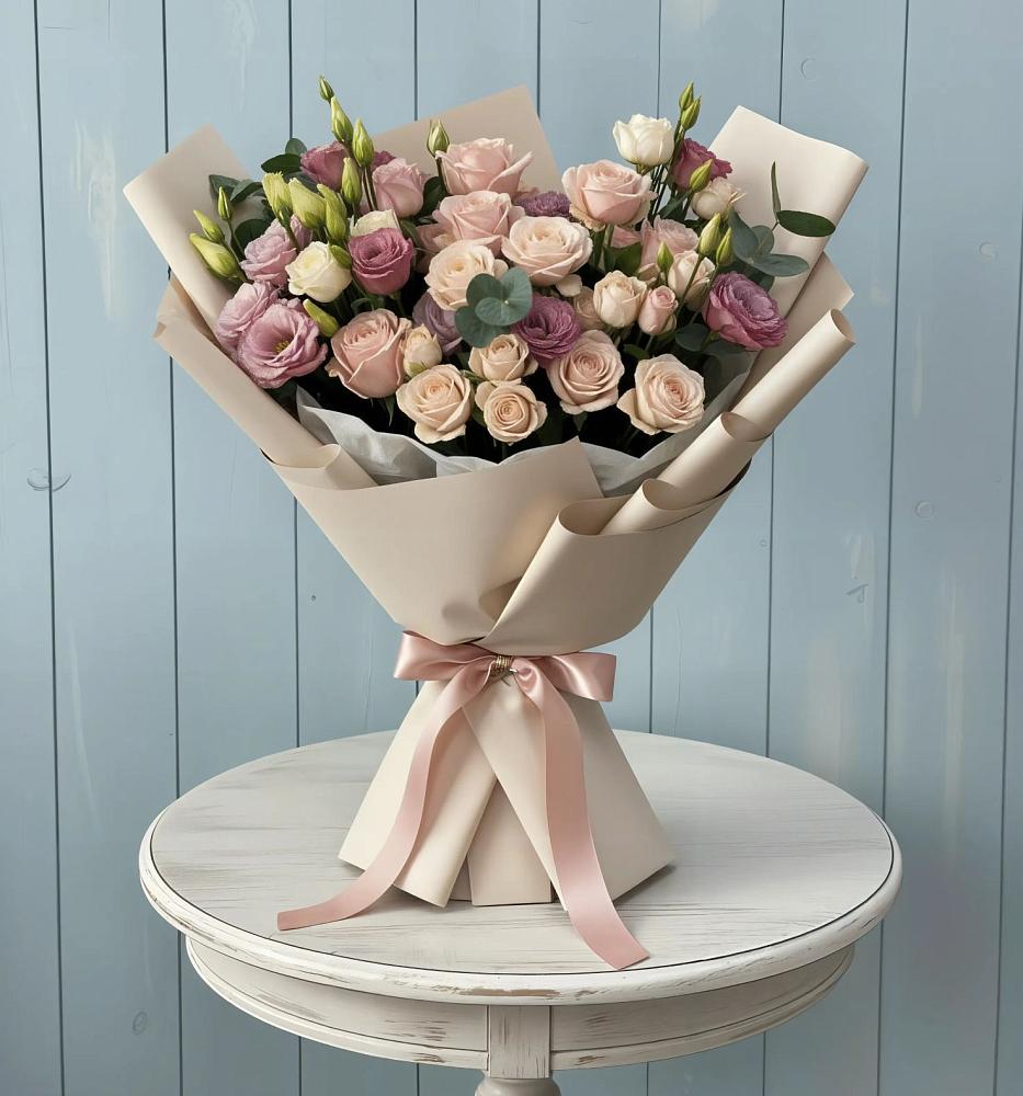 Букет цветов из: Розы и Лизиантусы в Барабинске