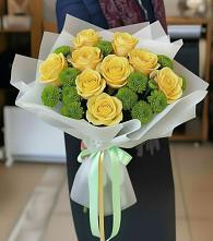 Букет цветов из:  Хризантемы и Розы в Барабинске