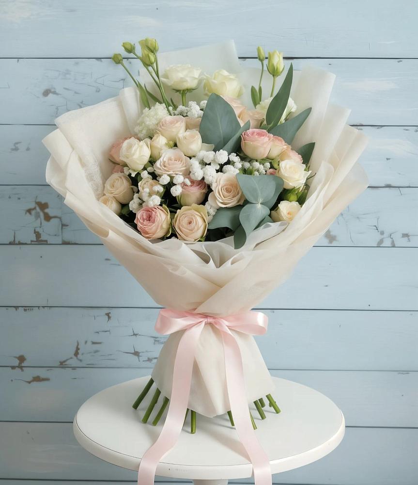 Букет цветов из: Розы и Лизиантусы в Барабинске