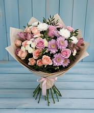 Букет цветов из:  Хризантемы, Розы и Альстромерии в Барабинске