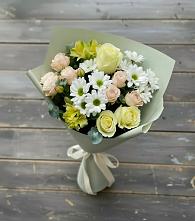 Букет цветов из:  Альстромерии, Розы и Хризантемы в Барабинске