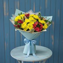 Букет цветов из:  Альстромерии и Хризантемы в Барабинске